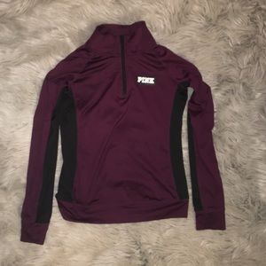 VS PINK fleece lined maroon quarter zip